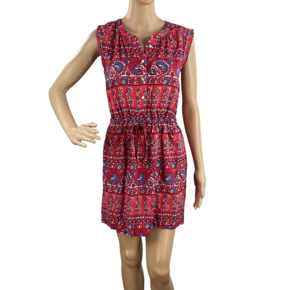 LOFT Fan Floral Cap Sleeve Shirtdress Red Print Petite XSP - Picture 1 of 7